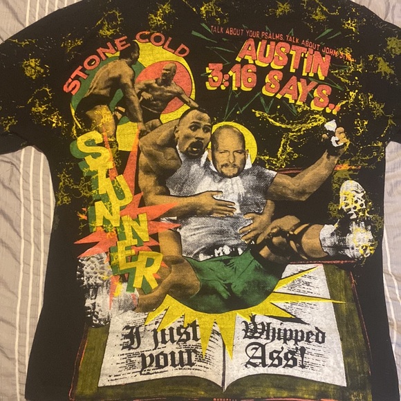 Backstock Co Stone Cold Steve Austin WWF AOP Short Sleeve T Shirt - Picture 6 of 7